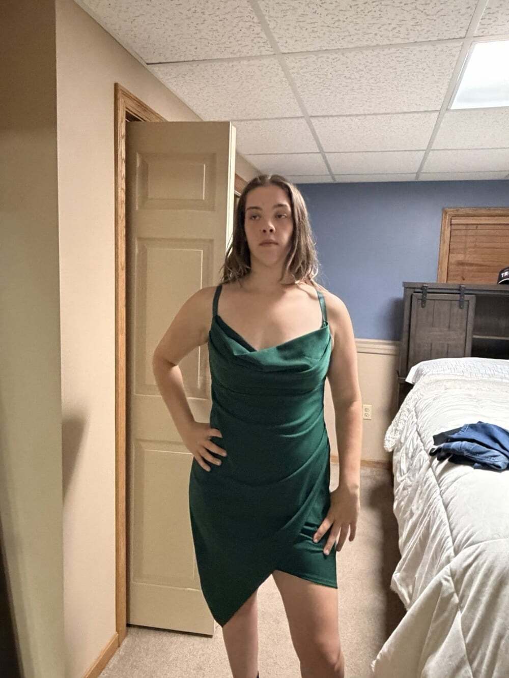 Emerald Green Scoop Neck Tulip Wrap Dress XL Cocktail Party Sleeveless - Picture 4 of 7